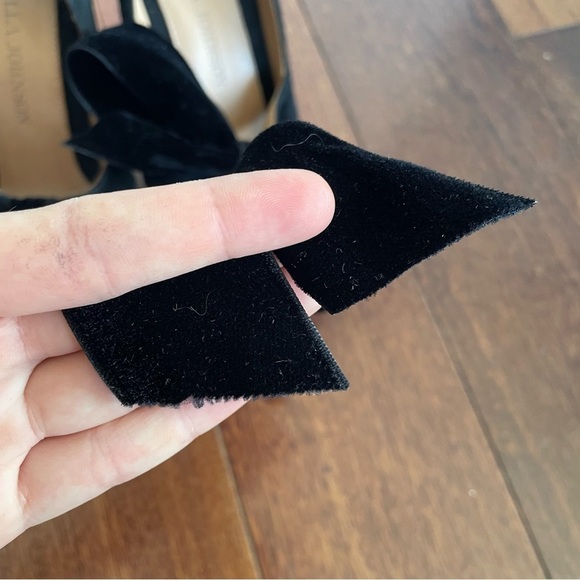 Ulla Johnson Suede Bow Block Heel Pumps Black Leather Velvet Classy Size 36 - Picture 6 of 11